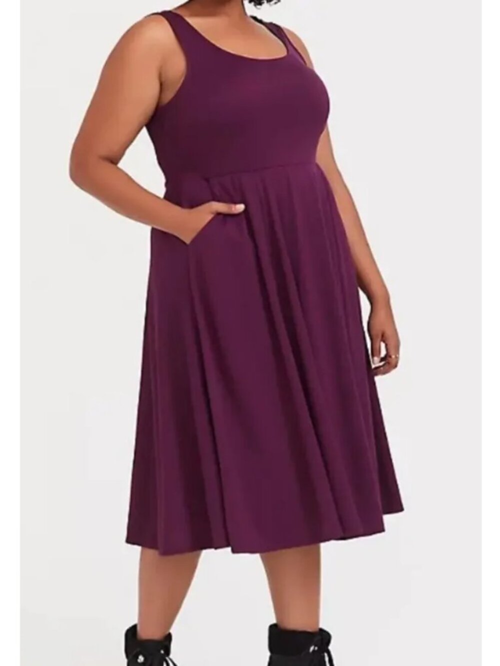 Torrid 1 Purple Premium Ponte Midi Skater Dress 1X 14 16